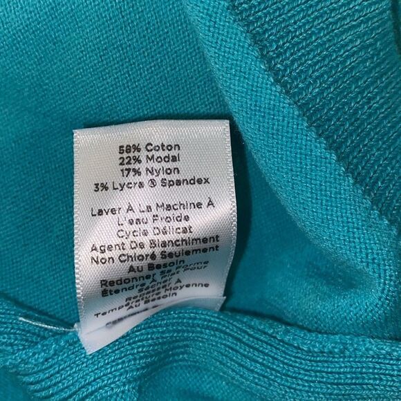 Talbots petites turquoise knit sweater size small petite cotton blend - Picture 6 of 7
